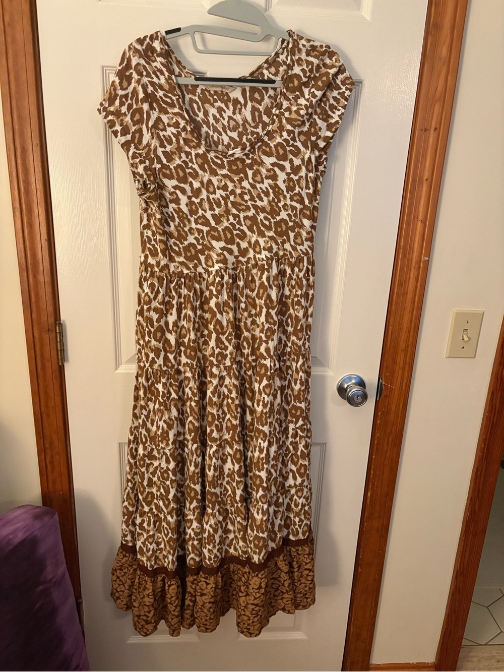 Soft Surroundings Brown and White Printed Tiered Maxi Dress